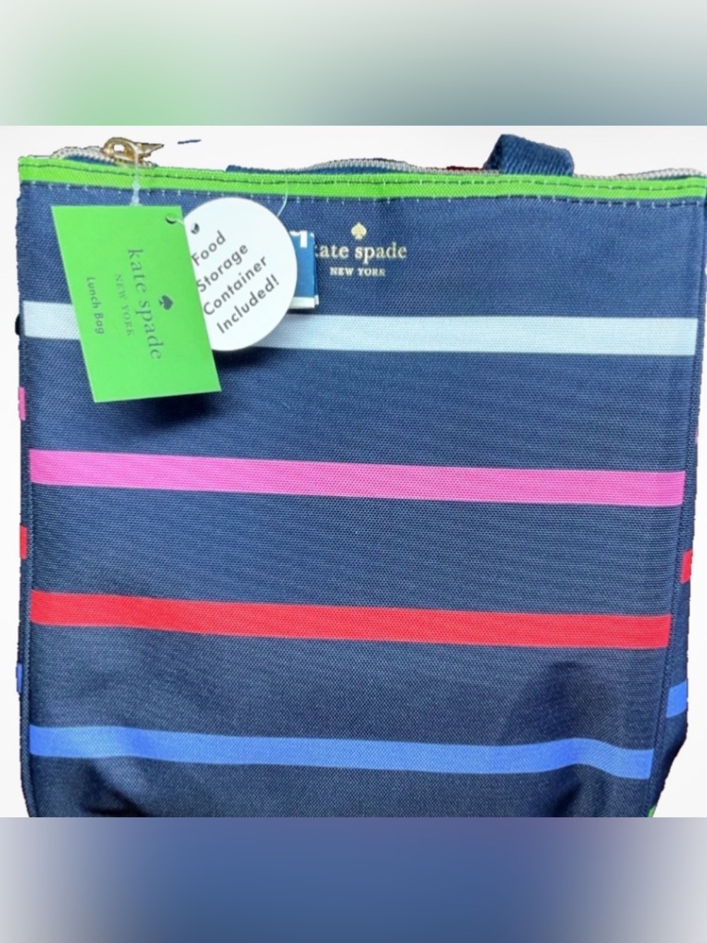 New Kate’s Spade Multi Stripe Navy Lunch tote